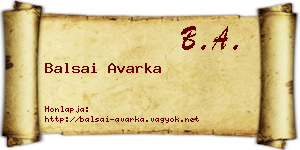 Balsai Avarka névjegykártya